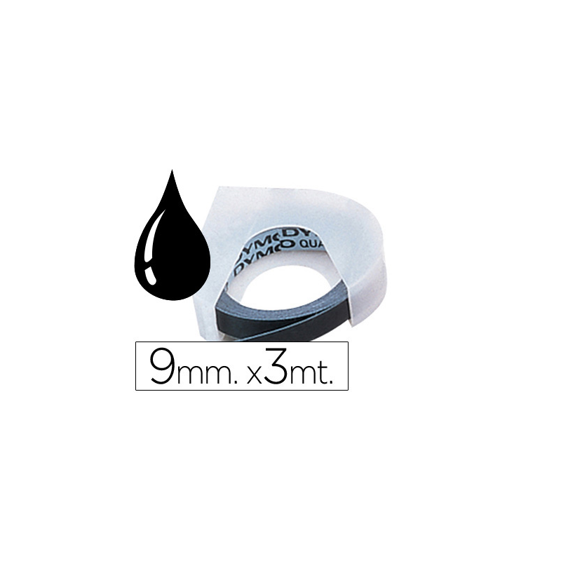 Cinta dymo 3d 9 mm x 3 mt negra tradicional