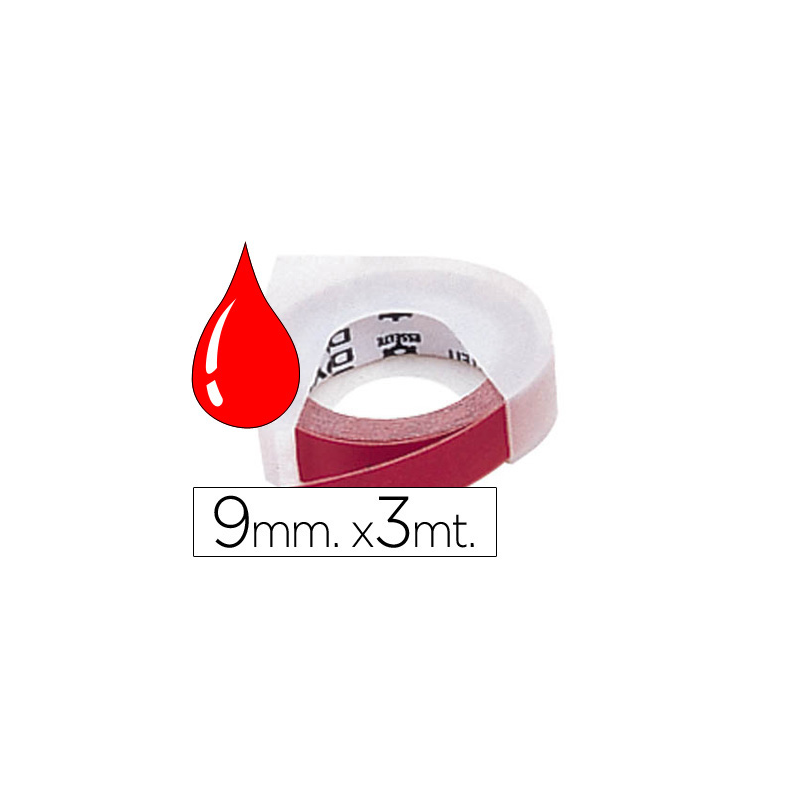 Cinta dymo 3d 9mm x 3 mt roja tradicional