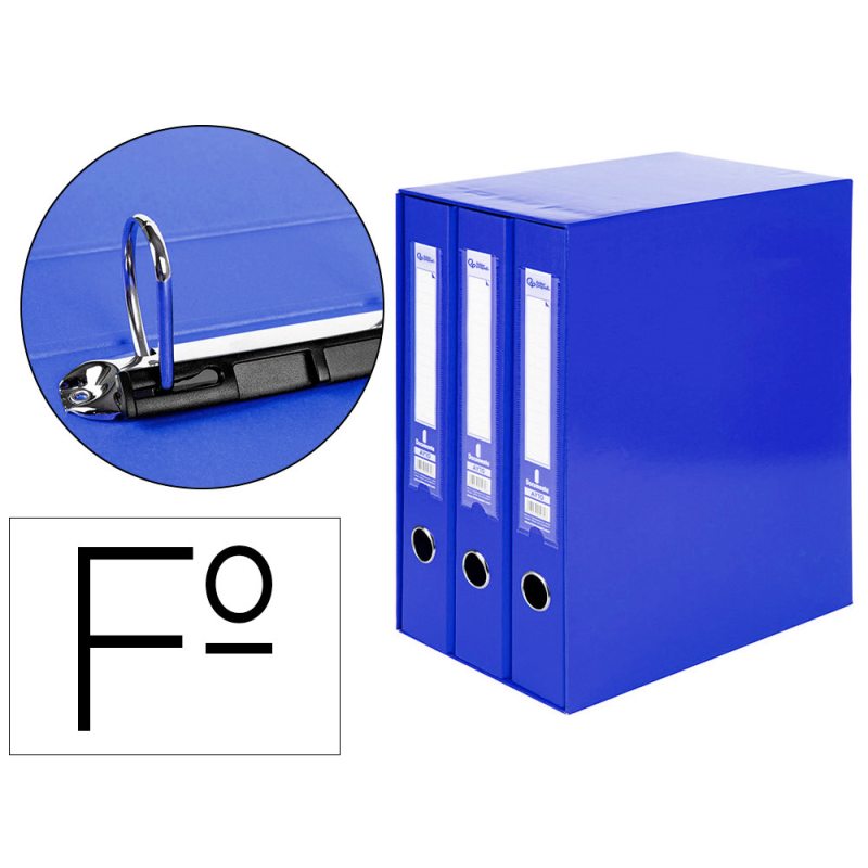 Modulo liderpapel 3 archivadores folio 2 anillas mixtas 40mm azul