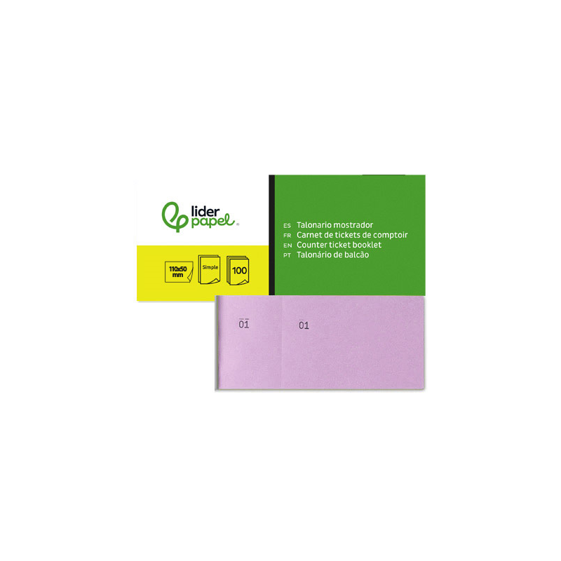 Talonario liderpapel mostrador 50x110 mm tl11 rosa con matriz
