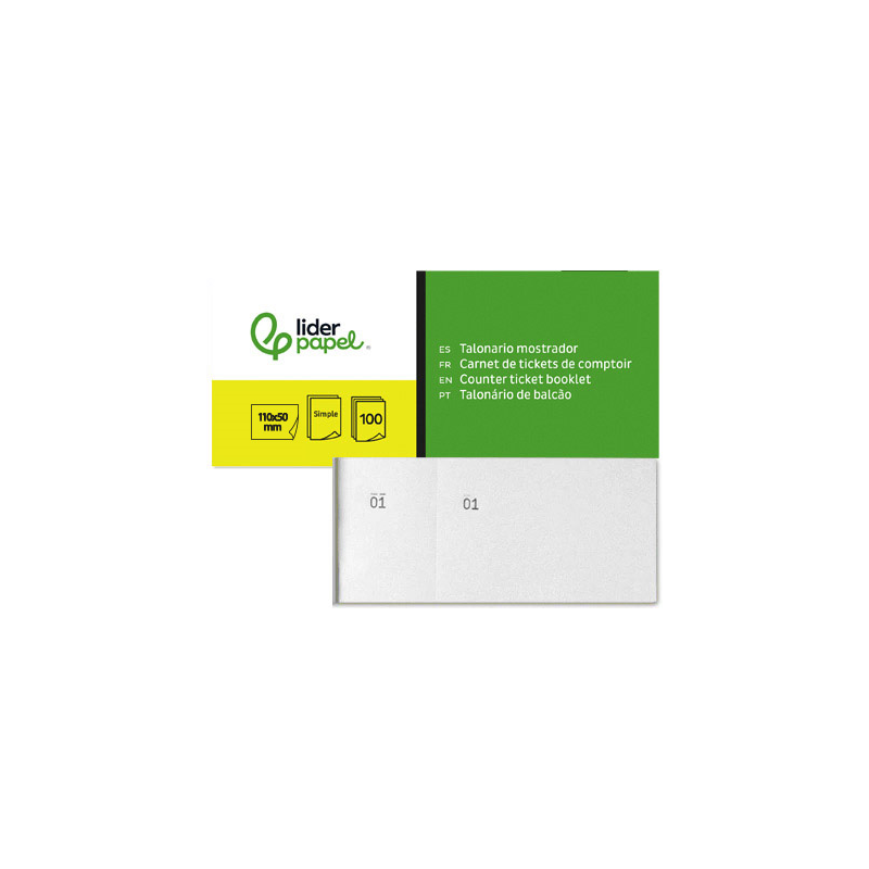 Talonario liderpapel mostrador 50x110 mm tl09 blanco con matriz