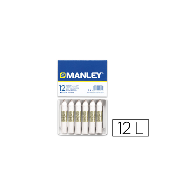 Lapices cera manley unicolor blanco n.1 caja de 12 unidades