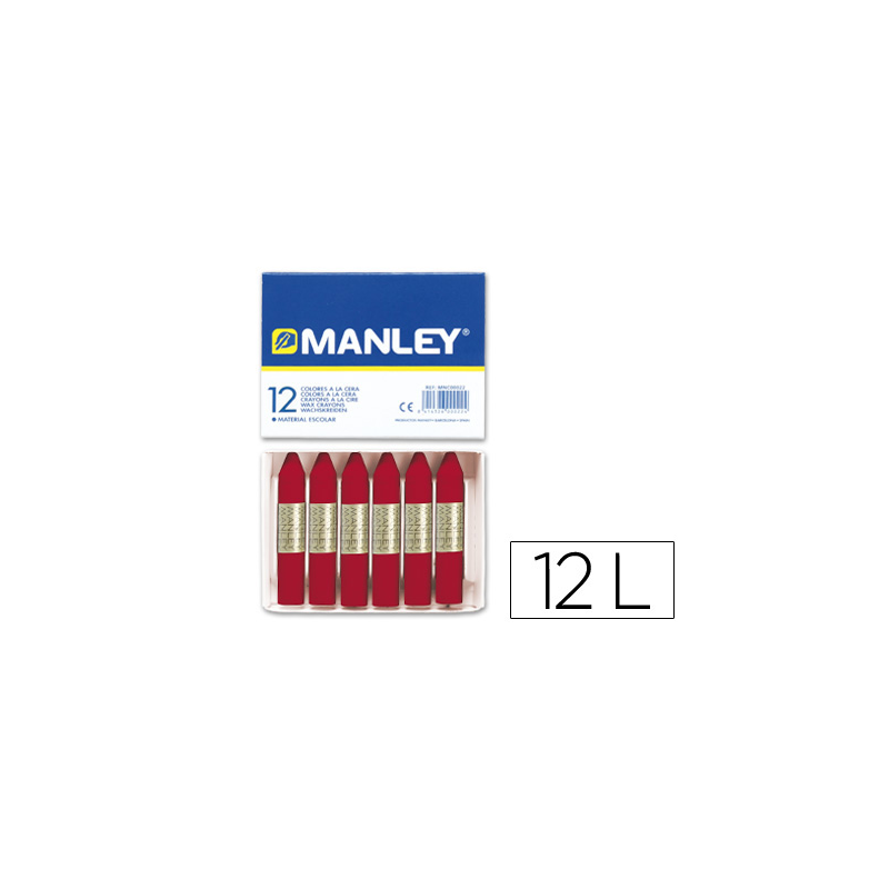Lapices cera manley unicolor carmin n.10 caja de 12 unidades