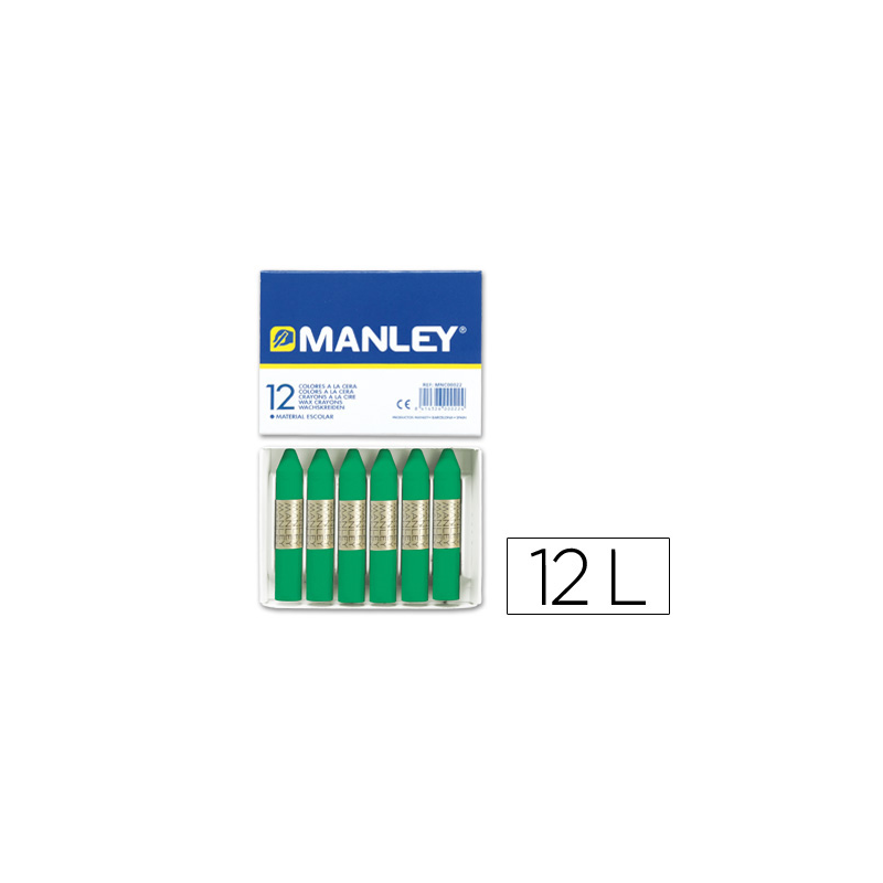 Lapices cera manley unicolor verde natural n.21 caja de 12 unidades