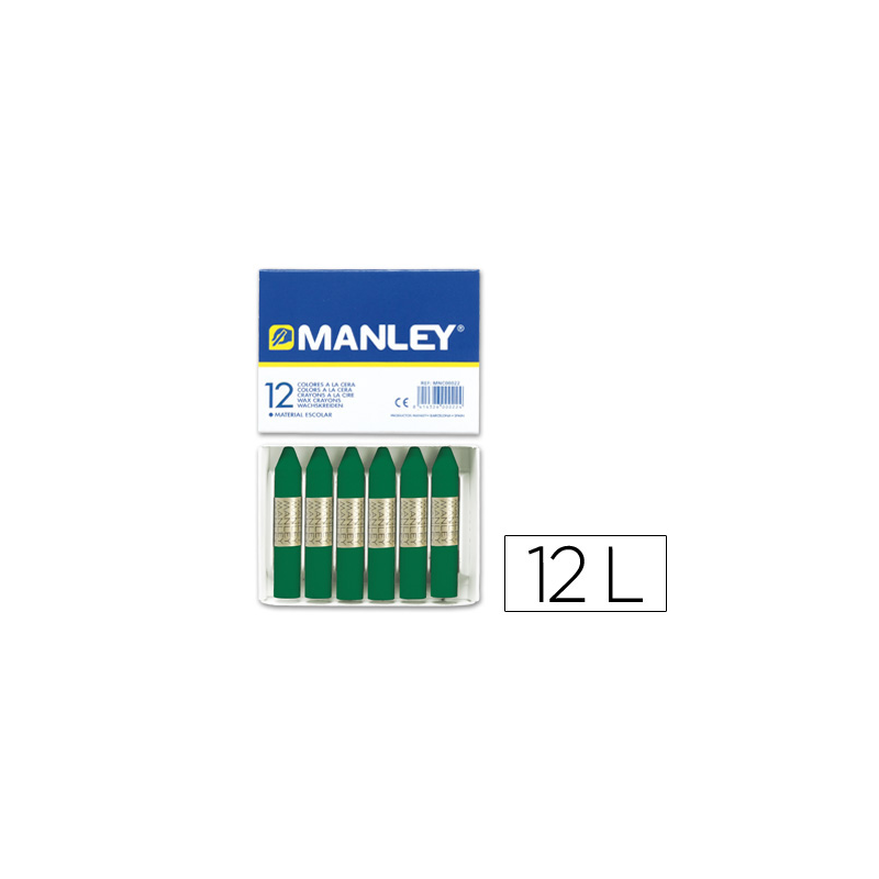 Lapices cera manley unicolor verde esmeralda n.24 caja de 12 unidades