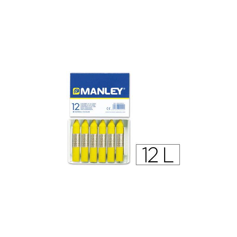 Lapices cera manley unicolor amarillo limon n.2 caja de 12 unidades