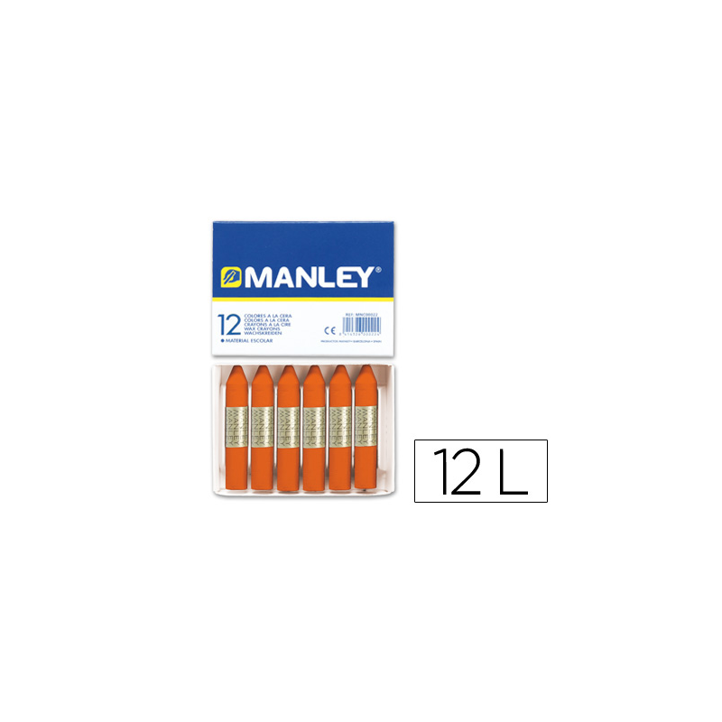 Lapices cera manley unicolor naranja n.6 caja de 12 unidades