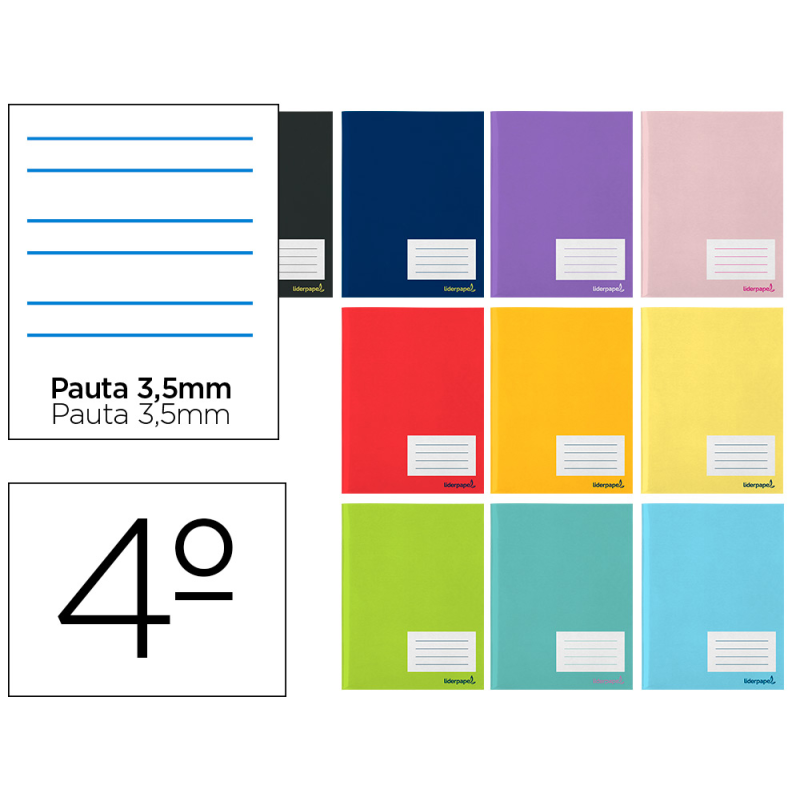 Libreta liderpapel smart a5 16 hojas 60gr cuadro pauta 4ª 3,5 mm con margen