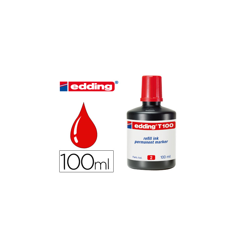 Tinta rotulador edding t-100 rojo bote 100 ml