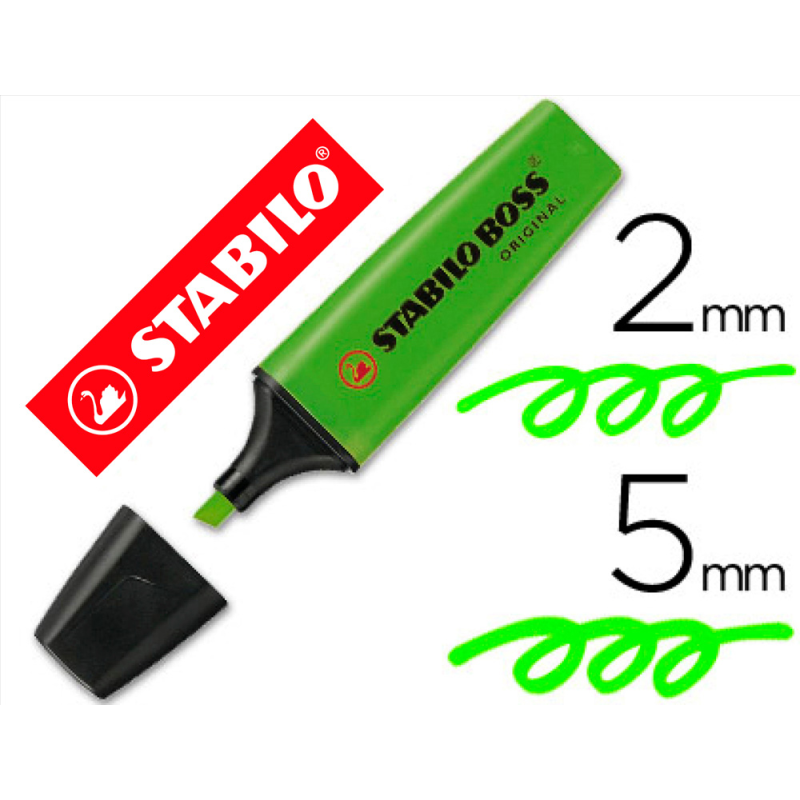 Rotulador stabilo boss fluorescente 70 verde