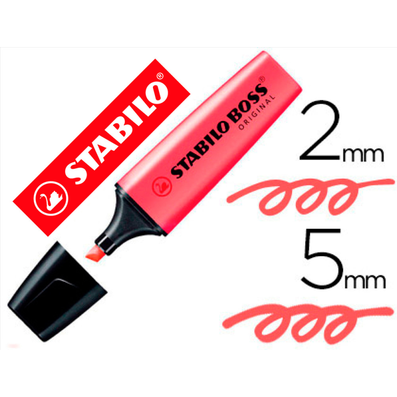 Rotulador stabilo boss fluorescente 70 rojo