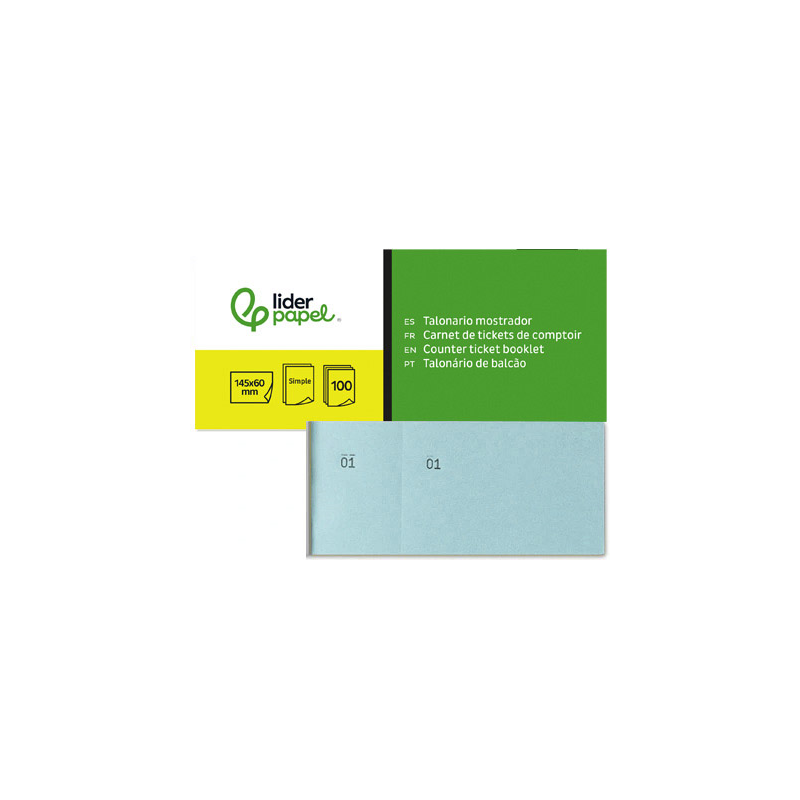 Talonario liderpapel mostrador 60x145 mm tl03 celeste con matriz