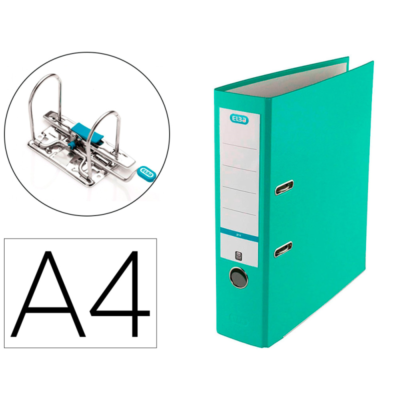 Archivador de palanca elba top carton compacto polipropileno con rado din a4 lomo de 80 mm ice mint