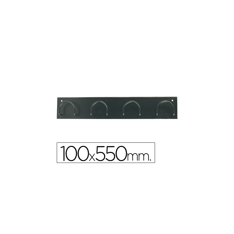 Perchero metalico 611 pared 4 colgadores color negro 55x10x5 cm