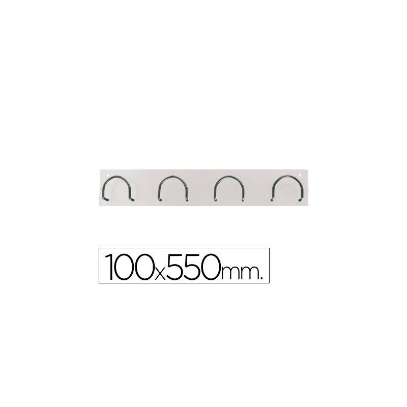 Perchero metalico 611 pared 4 colgadores color blanco 55x10x5 cm