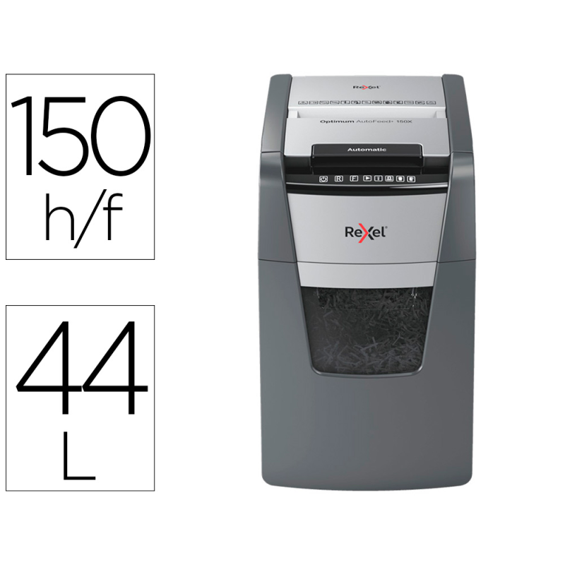 Destructora de documentos rexel optimum autofedd+ 150x eu capacidad de corte 150 hojas destruye grapas y clips