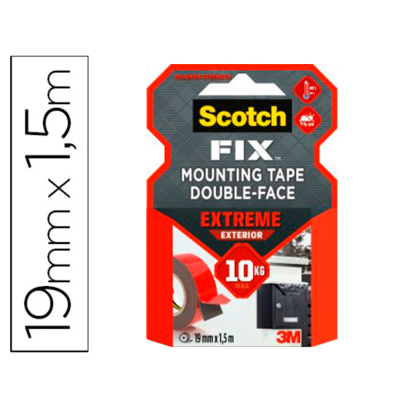 Soporte adhesivo cinta scotch doble cara ultra resistente 1,5 mt x 19 mm