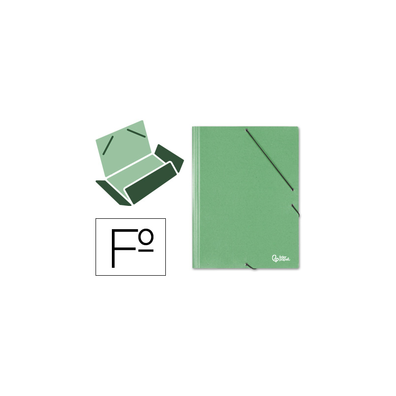 Carpeta liderpapel gomas tres solapas carton simil prespan folio color verde