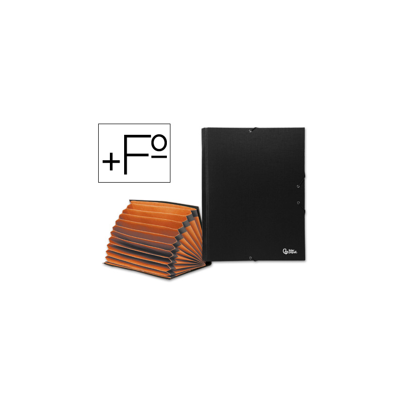 Carpeta clasificadora liderpapel 12 departamentos folio prolongado carton forrado negra fuelle