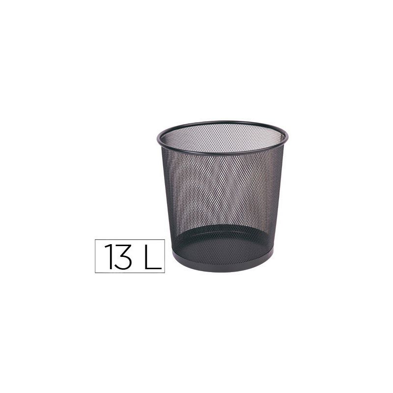Papelera metalica q-connect rejilla negra 265x285 mm