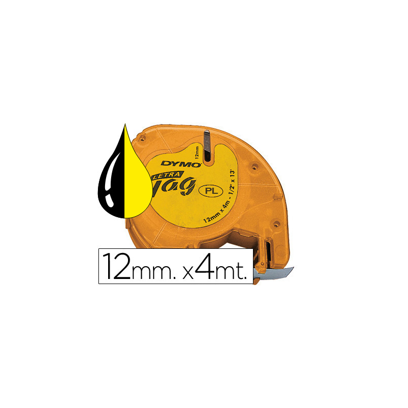 Cinta dymo 12mmx4mt -negro/amarillo para maquina letratag