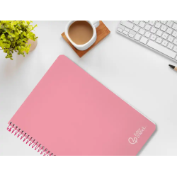 Cuaderno espiral liderpapel a4 witty tapa dura 80h 90gr cuadro 4mm con margen color rosa