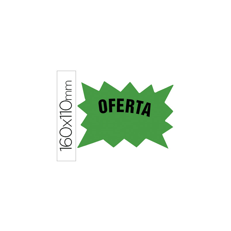 Cartel cartulina etiquetas marcaprecios verde fluorescente 160x110 mm bolsa de 50 etiquetas