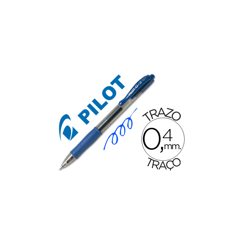 Boligrafo pilot g-2 azul tinta gel retractil sujecion de caucho
