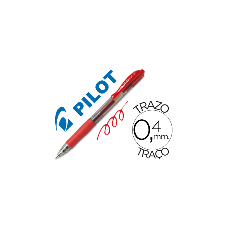 Boligrafo pilot g-2 rojo tinta gel retractil sujecion de caucho