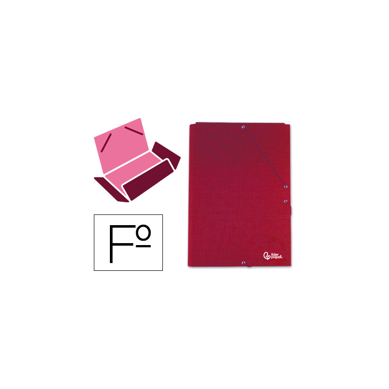 Carpeta liderpapel gomas tres solapas carton forrado folio color rojo