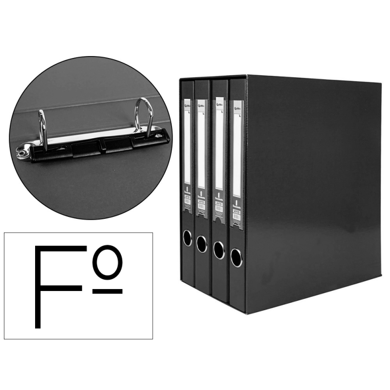Modulo liderpapel 4 archivadores folio 2 anillas mixtas 25mm negro