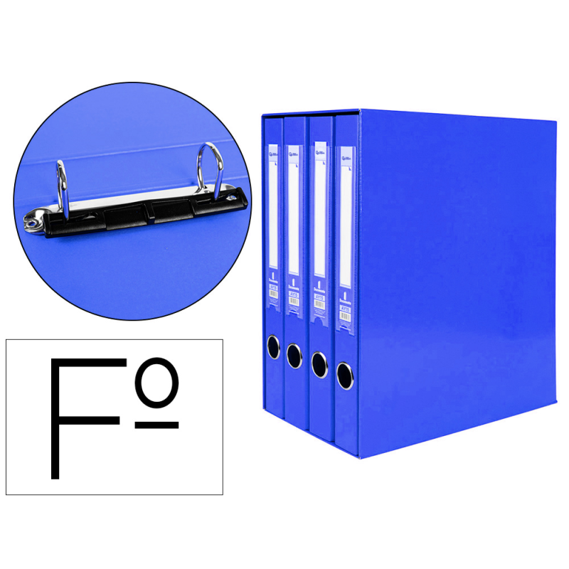 Modulo liderpapel 4 archivadores folio 2 anillas mixtas 25mm azul