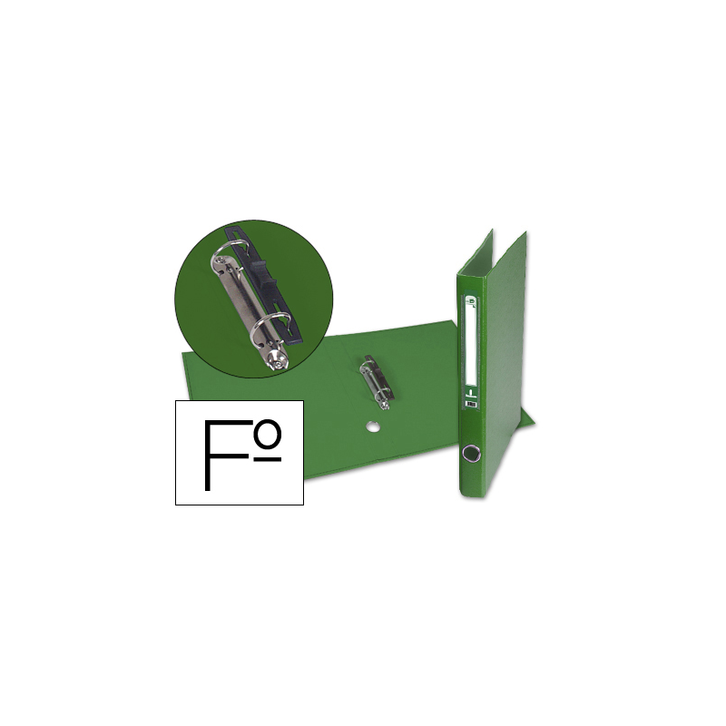 Carpeta de 2 anillas 25mm mixt as liderpapel folio forrado papercoat con ollao y tarjetero color verde