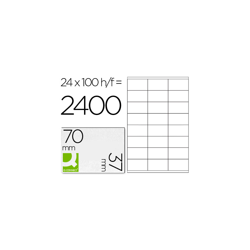Etiqueta adhesiva q-connect kf10647 tamaño 70x37 mm fotocopiadora laser ink-jet caja con 100 hojas din a4