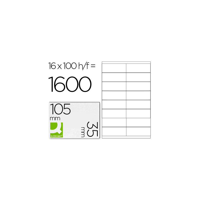 Etiqueta adhesiva q-connect kf10653 tamaño 105x35 mm fotocopiadora laser -ink-jet caja con 100 hojas din a4