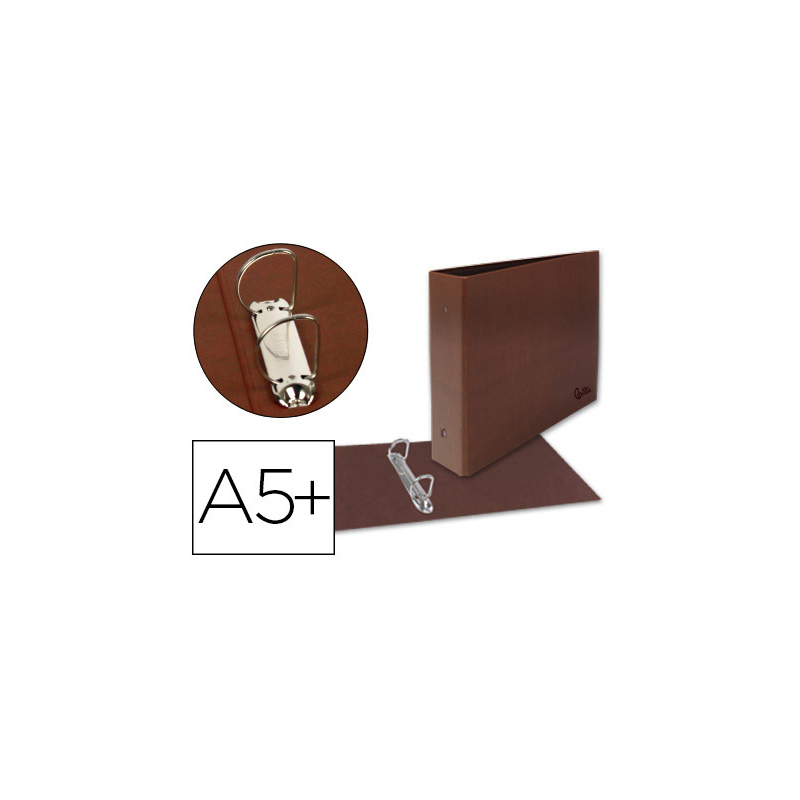 Carpeta de 2 anillas 25mm mixtas liderpapel cuarto apaisado carton cuero forrado compresor plastico