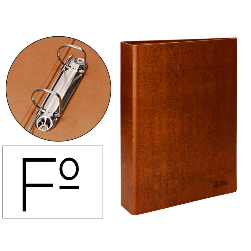 Carpeta de 2 anillas 40mm mixtas liderpapel folio carton cuero forrado compresor plastico