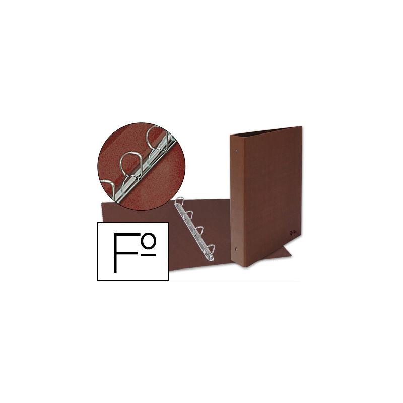 Carpeta de 4 anillas 25mm mixtas liderpapel folio carton cuero forrado compresor plastico