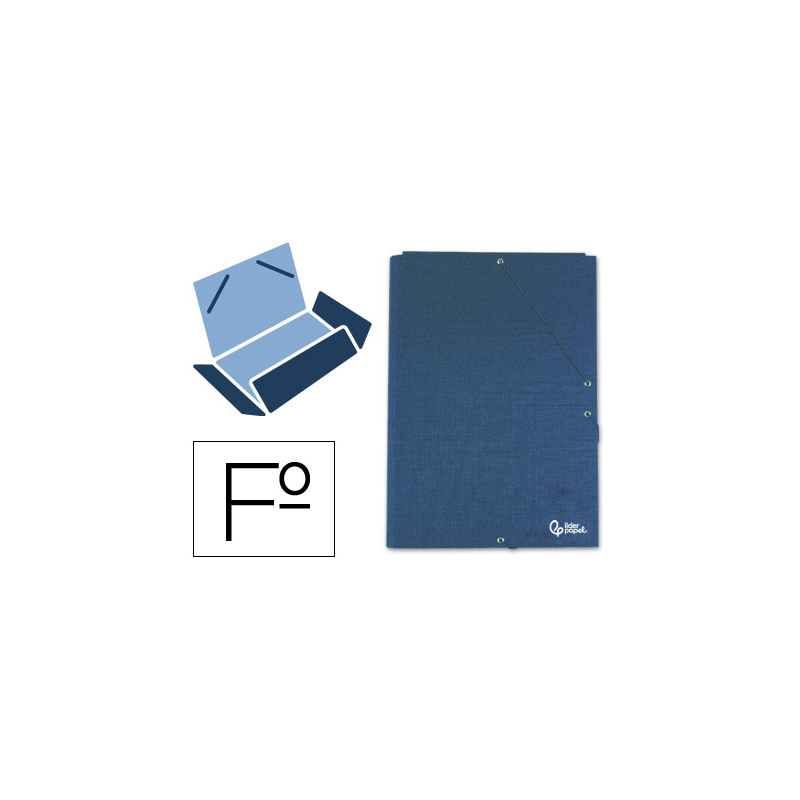 Carpeta liderpapel gomas tres solapas carton forrado folio color azul