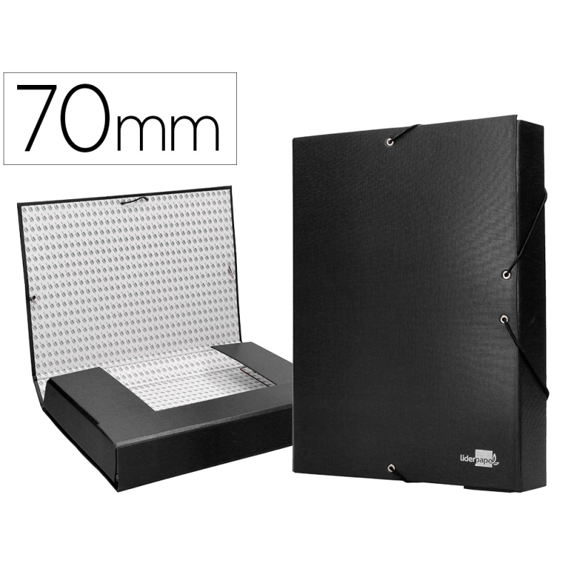 Carpeta proyectos liderpapel folio lomo 70mm carton forrado negra