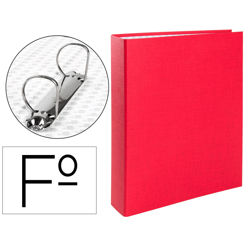 Carpeta de 2 anillas 40mm mixtas liderpapel folio carton forrado paper coat plastico color rojo