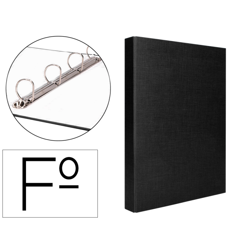 Carpeta de 4 anillas 25mm mixtas liderpapel folio carton forrado paper coat negra