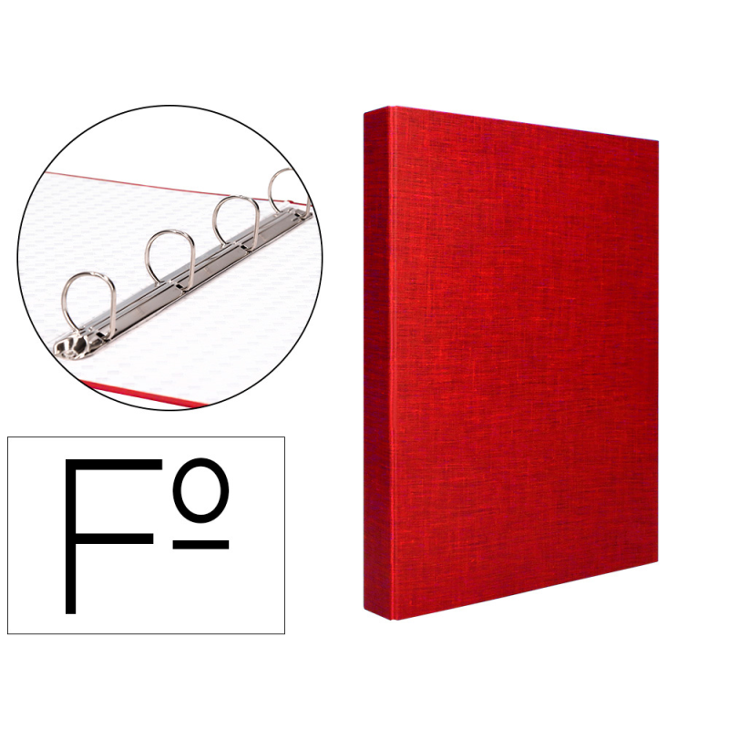 Carpeta de 4 anillas 25mm mixtas liderpapel folio carton forrado paper coat color rojo