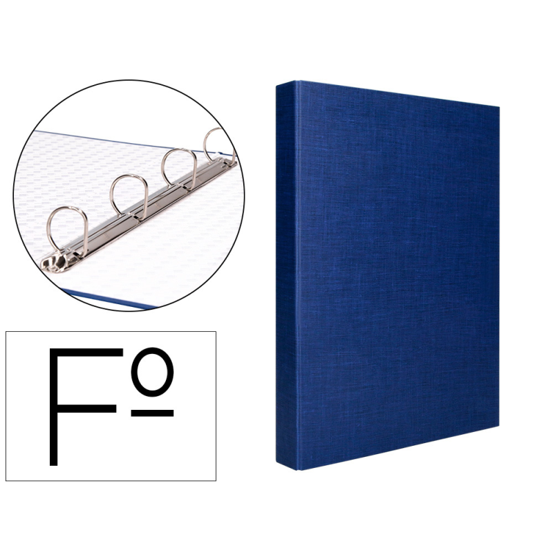 Carpeta de 4 anillas 25mm mixtas liderpapel folio carton forrado paper coat azul