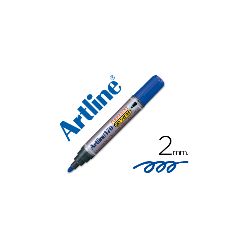 Rotulador artline marcador permanente 170 azul punta redonda 2mm antisecado