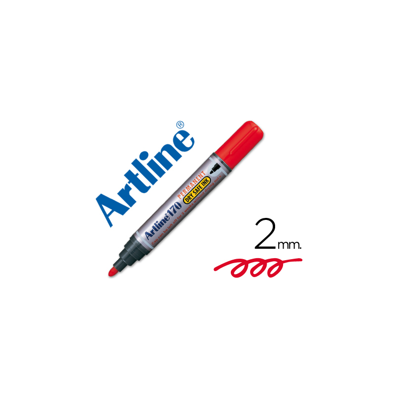 Rotulador artline marcador permanente 170 rojo punta redonda 2 mm antisecado