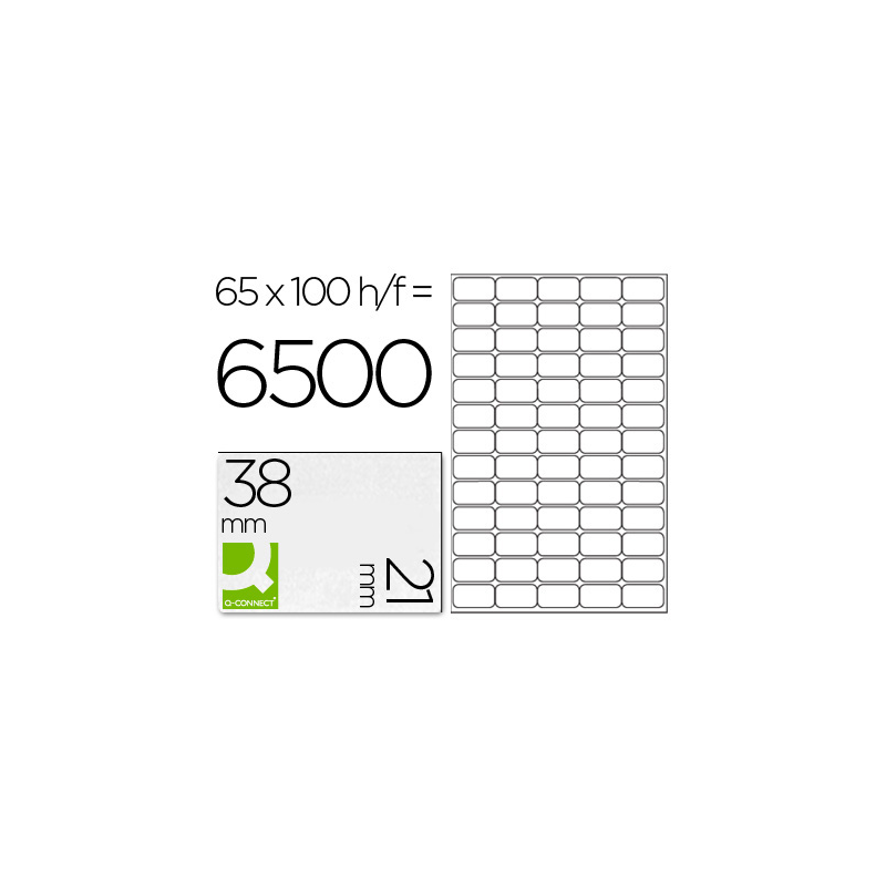 Etiqueta adhesiva q-connect kf01581 tamaño 38,1x21,2mm fotocopiadora laser ink-jet caja con 100 hojas din a4