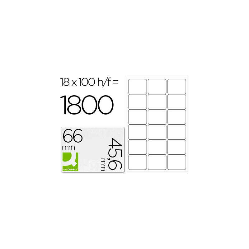 Etiqueta adhesiva q-connect kf01583 tamaño 66x46,6 mm fotocopiadora laser ink-jet caja con 100 hojas din a4