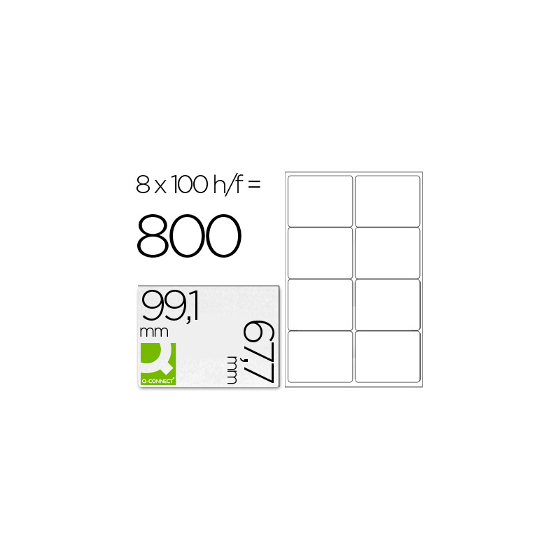 Etiqueta adhesiva q-connect kf01588 tamaño 99,1x67,7 mm fotocopiadora laser ink-jet caja con 100 hojas din a4