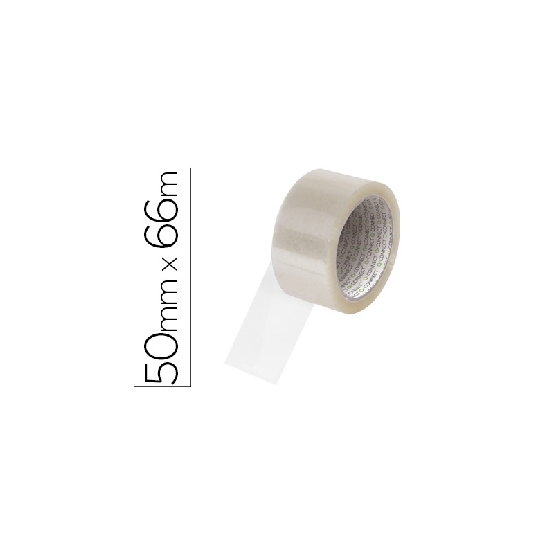 Cinta adhesiva q-connect polipropileno transparente 66 mt x 50 mm para embalaje